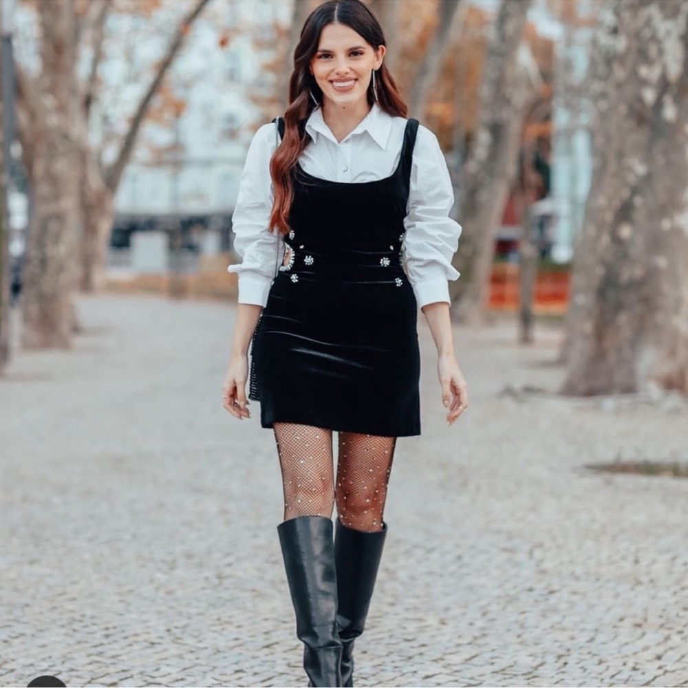Zara velvet embellished dress